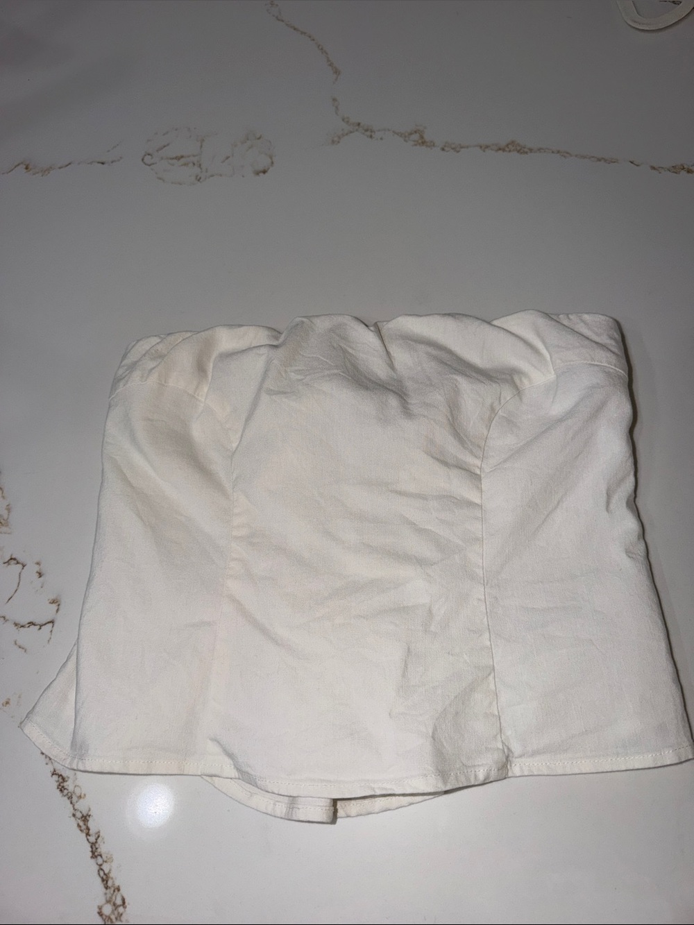 Forever 21 Ivory Linen Blend Strapless Crop top | S